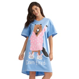 Little Blue House Women's Nightshirt, Dam Tired, One Size