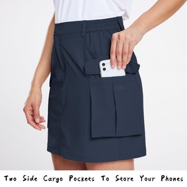 Willit Women's Cargo Skorts Skirt Golf Casual Quick Dry Zip Pockets Outdoor Hiking Navy Blue L