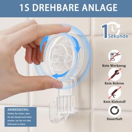 MigWoo Pack of 4 Suction Cup Hooks No Drilling Suction Cup Hooks Transparent Removable Suction Hooks Extra Strong Max 5 kg Suction Cups with Hooks for Shower, Bathroom, Kitchen, Window, Wreath