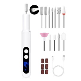 Cordless Nail Drill, Electric Nail Drill with 360° LED Light & LCD Display, Low Noise Electric Nail File Pedicure Tools for feet, Hand Foot Care Nail Drills for Thick Nail Toenail Cuticle Women Men