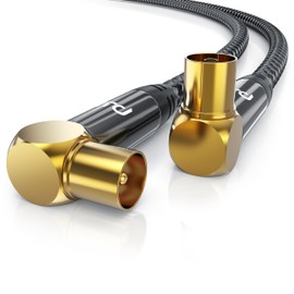 CSL - 3 m HDTV Antenna Cable with Braiding 8k 4k HDTV - Antenna Plug (Angle) to Antenna Coupling (Angle) - 135Db 75 Ohm - 90° Angled - DVB-T and DVB-T2 DVB-C DVB-S DVB-S2 Radio FM DAB