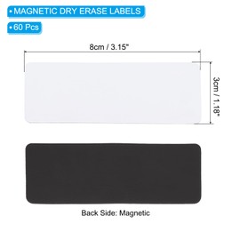 PATIKIL Magnetic Name Tag 3.15x1.18Inch, 60 Pcs Dry Erase Magnet Labels Waterproof Reusable Strips for Classroom Office Refrigerator Home whiteboard, White