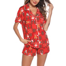 Pjmlifecoco Womens Button Down Pajama Sets Soft Loungewear Christmas Pjs for Women