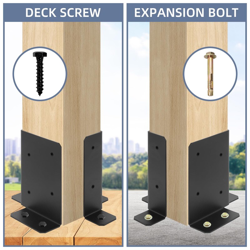4pcs Adjustable Post Base Bracket Fit 2x4,4x4,6x6 Post, Wood Fence