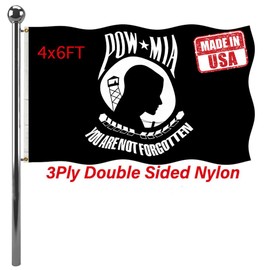 Jayus Pow Mia Military Flags 4x6 Outdoor- Heavy Duty Nylon Double Sided Black Pow You Are Not Forgotten Prisoner of War- Memorial Veterans Armed Forces Military Flag Flag Banner with 2 Grommets