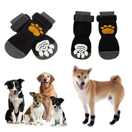 Dinghaole 2 Pairs 4 Pcs Anti Slip Dog Socks Paws Stop Licking, Anti-Slip Dog Socks, Dog Cat Paw Protectors, Dog Claw Socks for Puppy Dog Indoor Outdoor Hardwood Floor Walking