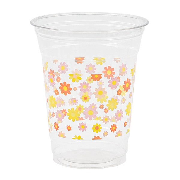 AimFun Daisy Groovy Plastic Cups Pink Orange Flower Party Cups