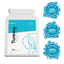 Tummy - Advanced Probiotic & Prebiotic for Dogs with Sensitive Stomachs, Gas, Itchy Skin | Digestive Enzymes to Better Digestive & Immune Health | 120 Tablets | 2 Billion CFUs | UK Made | Dog's Lounge