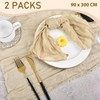 Eviznbou Beige Table Runner 2 Pcs 90x300cm Rustic Gauze Fabric