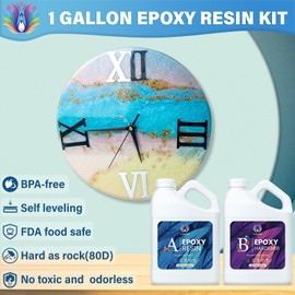 Epoxy Resin 1 Gallon Kit with Pump High Glossy Food Safe Crystal Clear Bubble Free No Yellowing Easy Mix 1:1 for Craft DIY Jewelry Art Casting
