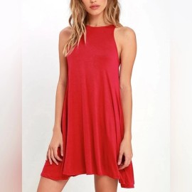 Lulus Dress Womens Medium Tupelo Honey Mini Trapeze Dress Strawberry Red M