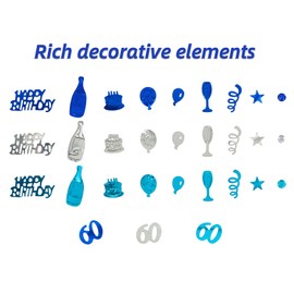 Giftota Happy 60th Birthday Confetti - 100g / 3.53oz Number 60 Table Confetti - Metallic Foil Confetti - Table Scatter Confetti Decorations for Birthday Party DIY Arts and Crafting - Blue and Silver