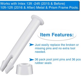 TKTTBD Pool Joint Pins & Seals - 24 Pieces Pool Joint Pins Pool Replacement Spare Parts for Intex Pool 28270-28273 - Plastic Pin Splint Pin - Pool Connection Pins for Round Pool (2.75 inches)