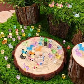 112 Pcs Luminous Mini Resin Animals, Mini Animals Figures Mini Ducks Dogs Cows Small Lizard Mushroom Little Axolotl Miniature Figurines for Fairy Garden Accessories DIY Garden Dollhouse Decoration