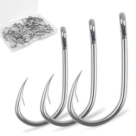 Live Bait Fishing Hooks Saltwater,45pcs Catfish Circle Hooks Stainless Steel Live Bait Fish Hook Sharp Strong Fishing Hooks Saltwater Freshwater,Size 1/0-10/0 (10/0)