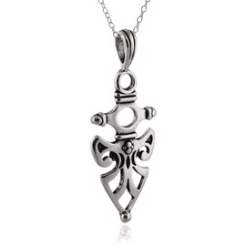 Sterling Silver Lining Spear Protection Amulet Pendant Necklace, 18" Chain, Sterling Silver, No information