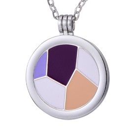 Morella ladies' necklace 70 cm stainless steel and pendant with coin Pink-purple 33 mm in a jewelry bag