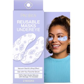 Pacifica Beauty Máscara reutilizable debajo de los ojos 100% silicona Sellado al aspiradora y efecto de levantamiento Minimiza las líneas finas + arrugas Combínalo con suero Lata de almacenamiento incluida Vegano + última intervensión de crueldad animal