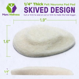 Premium Comfort Metatarsal Felt Foot Neuroma Pads - Easy to Use Ball of Foot Pads - 4 Pairs