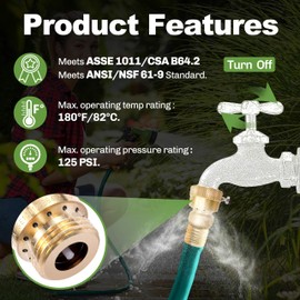 Litorange 1 Pack Brass 3/4 Inch GHT Backflow Preventer, Vacuum Breaker Outside Faucet Hose Bibb Connector