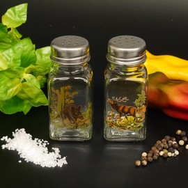 GTK - Geweihe & Trophäen KRUMHOLZ Salt & Pepper Shaker Set with Coloured Hunting Motif