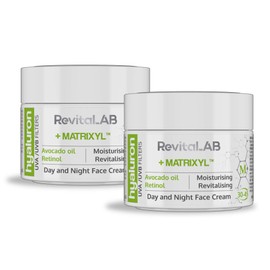RevitaLAB Hyaluronic Anti-Ageing Day and Night Cream Enriched with Avocado Oil, Matrixyl, Retinol and UV Filters, for Ages between 30 and 45 Years, 50 ml (Multipack)