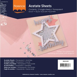 Florence Fogli di Acetato di 15,2 x 15,2 cm e 0,2 mm di Spessore - 12 Foglio di Plastica Flessibile – Fogli Plastica Trasparente per Scrapbooking, Biglietti d'Auguri, Pittura e Art Journaling