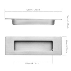 JIANHY 2 Pack Recessed Handle Sliding Door Handle Stainless Steel Flush Door Handles Invisible Thickened Handle Stainless Steel Cabinet Drawer Knob for Kitchen Cupboard