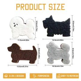Kitchen Sponges Set with 4 Pieces Cute Dog Designs for Effective Washing and Cleaning Exceptional for Dishes, Sink, Bathroom and Flower Bed, Durable Cleaning Sponges for the Kitchen and Household