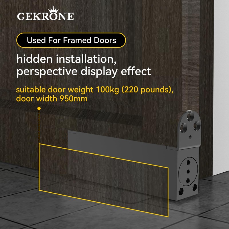GEKRONE Self Closing Concealed Door Pivot Hinges Heavy-Duty Spring Hydraulic