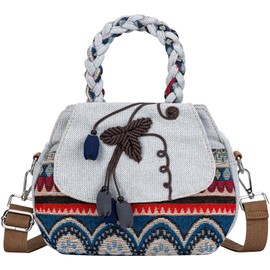 ADKALIV - Bolsa de mano para mujer con cierre, pequeñas bolsas cruzadas para mujer, de moda, tela a mano, bolsos para mujer, Campanula azul