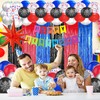 22Pcs Anime Spider Birthday Decorations, Red Black Blue 3.3x8.2ft Tinsel