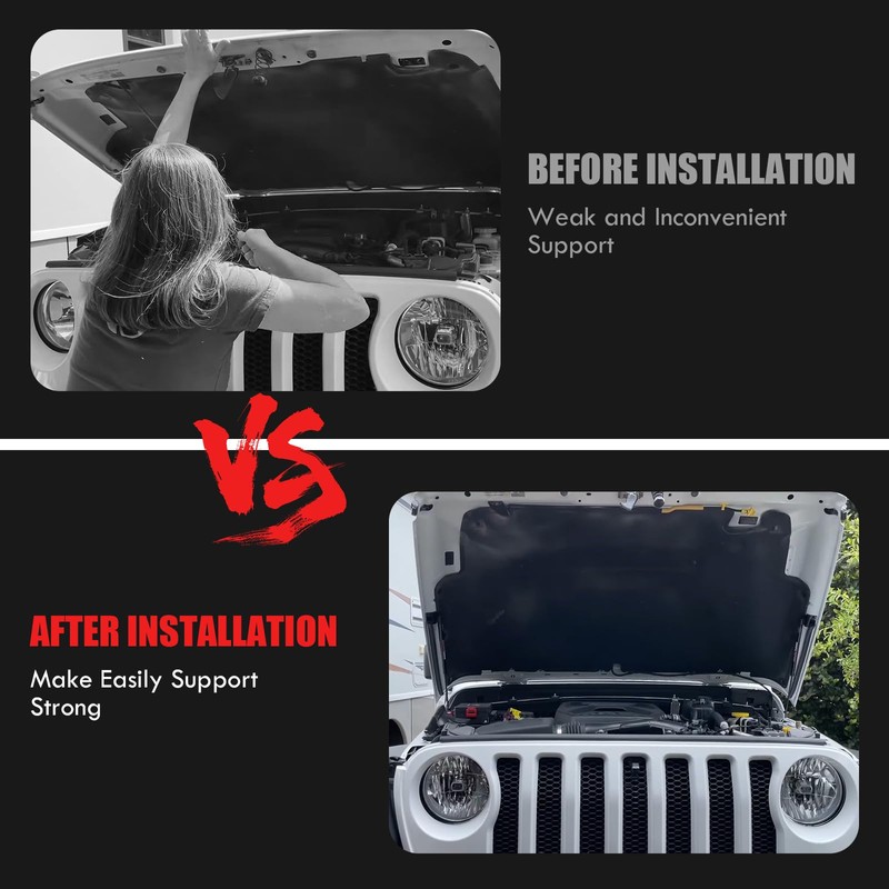 SHUNTALL Front Engine Hood Struts Lift Support Compatible with 2018-2024