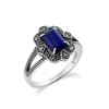 925 Sterling Silver Art Deco Lapiz Lazuli & Marcasite Ring