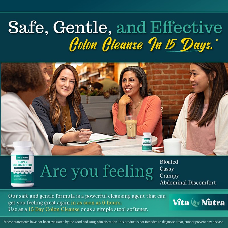 Vita Nutra Super Colon Detox Stool Softener & Cleanse |