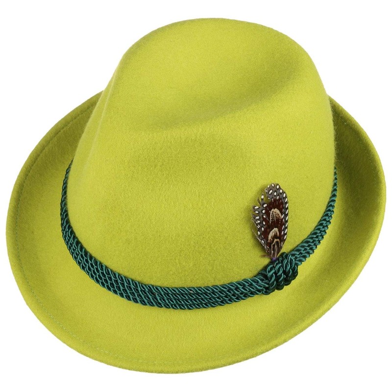 Hutshopping Traditional Almhut Wool Felt Women's Trilby Hat - Green,