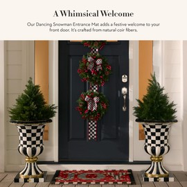 MACKENZIE-CHILDS Entrance Mat, Decorative Outdoor Coir Doormat, Front-Door Mat and Welcome Mat, Dancing Snowman