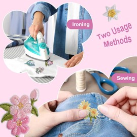 Shirene Flowers Iron on Patches,14 PCS Iron On Patches,Embroidered Patchs,Patche for Clothing Sew Applique Repair Patch Sew on DIY Patch for Clothing Jeans Bags,Hat,Mini Flowers