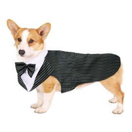 FUNPARTY Dog Tuxedo Suit and Bandana Set - Wedding Party Suit for Dogs - Black Stripe (XXLarge)