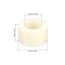 PATIKIL M8 Round Spacer Washer, 24 Pack Nylon 8.2mm ID x 14mm OD x 8mm L for M8 Screws Block 3D Printer TV Wall Mounting Electrical Outlet, Beige