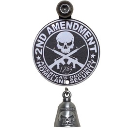 2ND Amendment Round Bell Hanger/Mount With Bell for Motorcycle Bolt & Ring Included fits all bikes Road King Street Glide Harley Davidson (Gun Metal Bell)