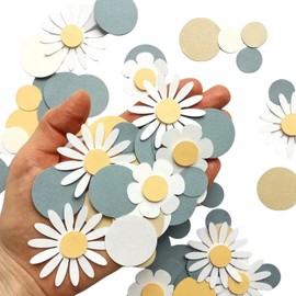 Pack of 100 Confetti Daisy Decoration Table Decoration Birthday Daisy Flower Confetti Large Pink Girls Flowers Confetti Wedding Pastel Craft DIY Decoration for Party Accessories Flowers Table