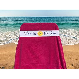Jackster Beach Towel Band, Elastic Towel Strap for Pool, Beach, Lounge and Cruise Chairs (4 Pack, Fun in The Sun)
