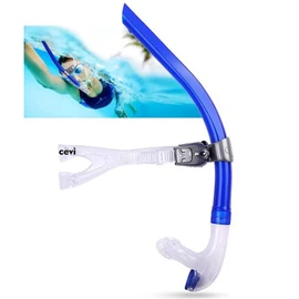 Focevi Adult Swim Snorkel, Blue, Silicone Mouthpiece, One-Way Purge Valve, Lightweight, Comfortable, Suitable for Freestyle, Backstroke, Butterfly, Breaststroke
