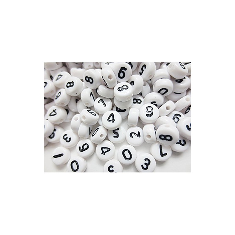 500 White Number Beads 7mm Round Number Beads for Making