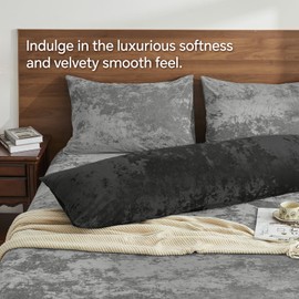 BEDELITE Velvet Body Pillow Cover with Zipper, Black, 20x54 Inch, 1 Pack