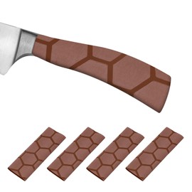 PATIKIL Cutting Knife Handle Heat Shrink Sleeve 1.2x4.9", 4 Pack Chef Cutter Non Slip Wrap for Kitchen Knife Management, Brown Hive Pattern
