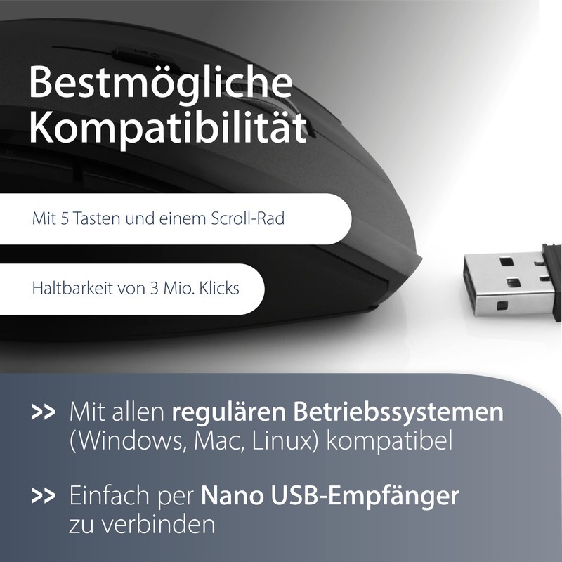 MediaRange optische 5-Tasten Funk-Maus, Highline Serie, schwarz