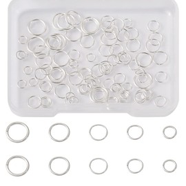 KISSITTY 100pcs 925 Sterling Silver Open Jump Rings 4mm 5mm 6mm 7mm 8mm Silver Round Rings Connectors Assorted Jump Rings for Adults DIY Earrings Bracelets Necklaces Jewelry Making