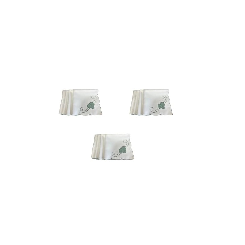 Pack of 12 Table Napkins Kitchen Dining Serviettes Green Leaf